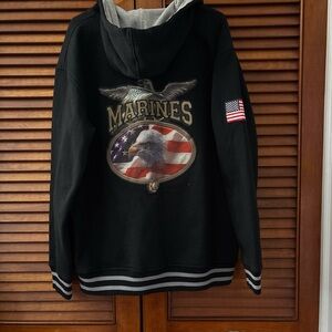 Black Marines Hoodie with Eagle and Flag